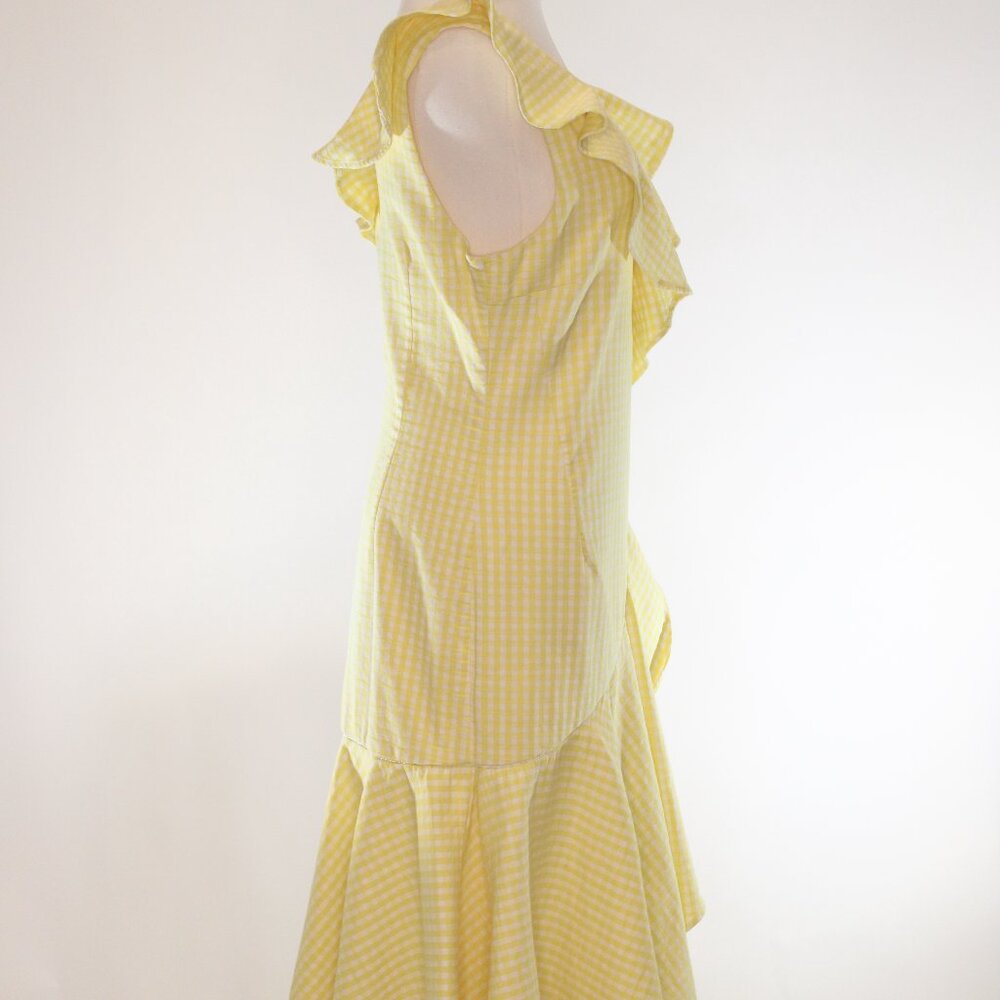 Simkhai Gingham Ruffle V-Neck Yellow Size 10R - Picture 6 of 12